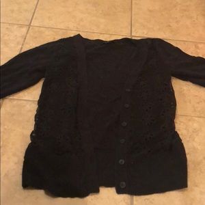 Black cardigan with sheer material in front